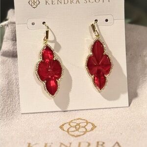 Kendra Scott Red and Gold Floral Drop Earrings